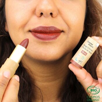 Rossetto organico con olio di ricino - marrone - v1