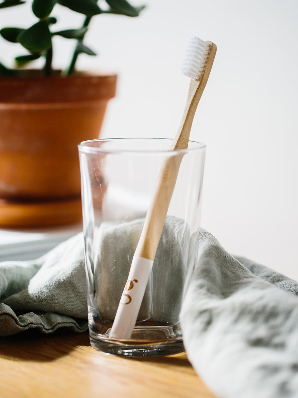 Spazzolino da denti in bambù bianco